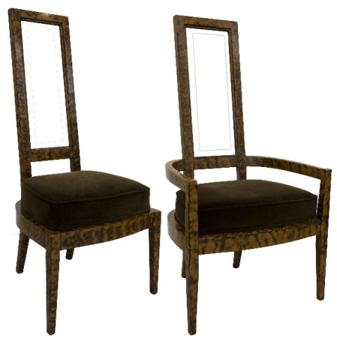 Set of 8 Tortoise-Shell Dining Chairs ca. 1970