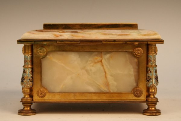 French Neo-Classical Onyx Brass Porcelain Box - 3