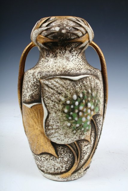 Wahliss Nouveau Amphora w/Applied White Jewels