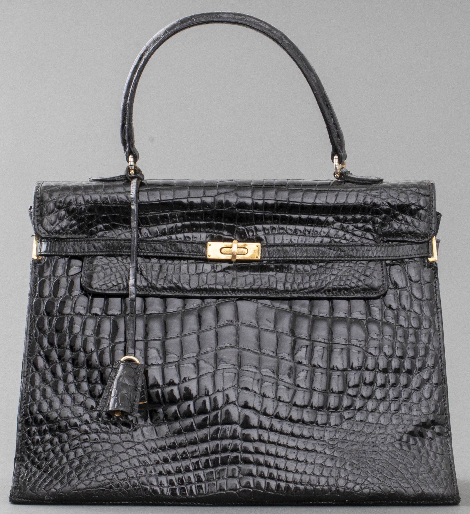 Vintage Black Alligator 'Kelly' Handbag (1 of 7)
