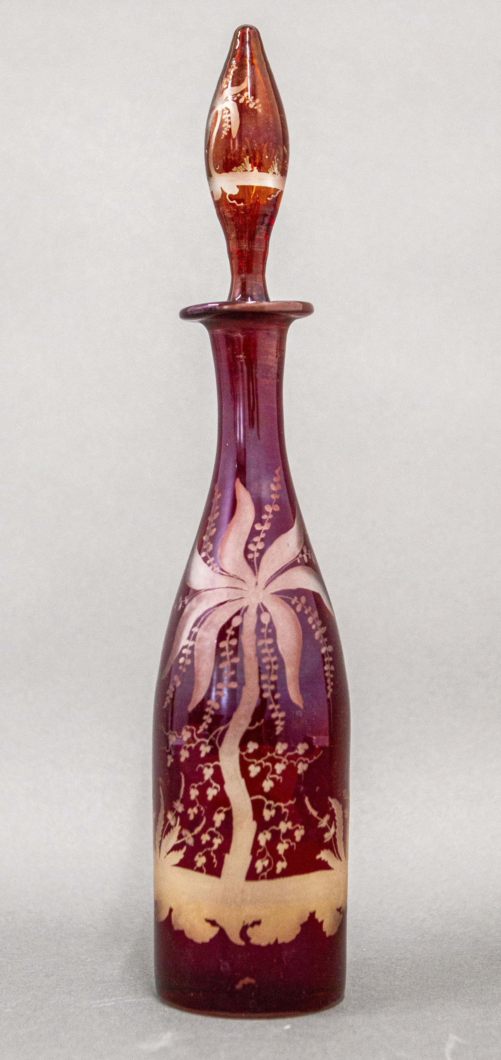 Bohemian Etched Glass Lidded Decanter (1 of 7)