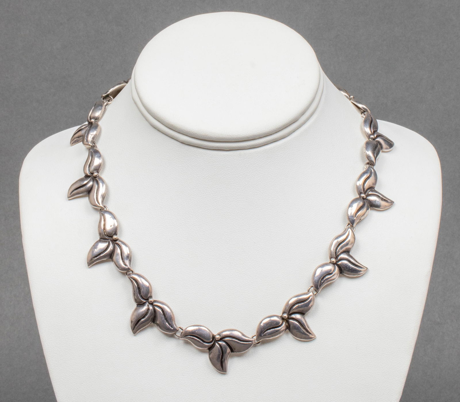 Vintage Tribal Silver Floral Motif Link Necklace (1 of 7)