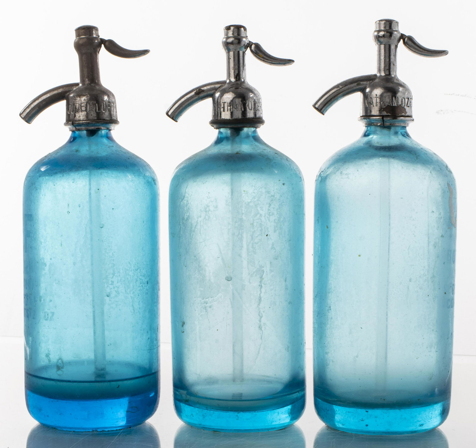 Nathan Ozer NY Blue Glass Seltzer Bottles, 3 (1 of 9)
