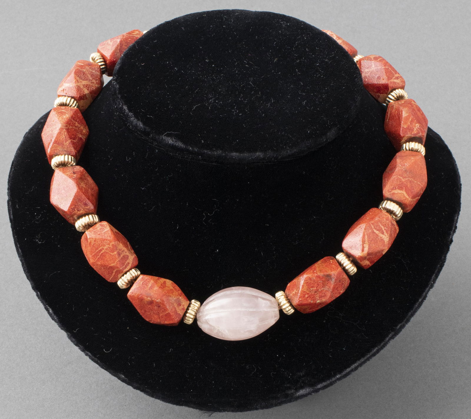 Coral & Rose Quartz Beaded Necklace (1 of 6)