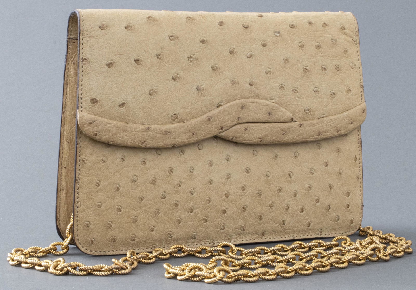 Kuc Tan Ostrich Clutch Handbag (1 of 8)