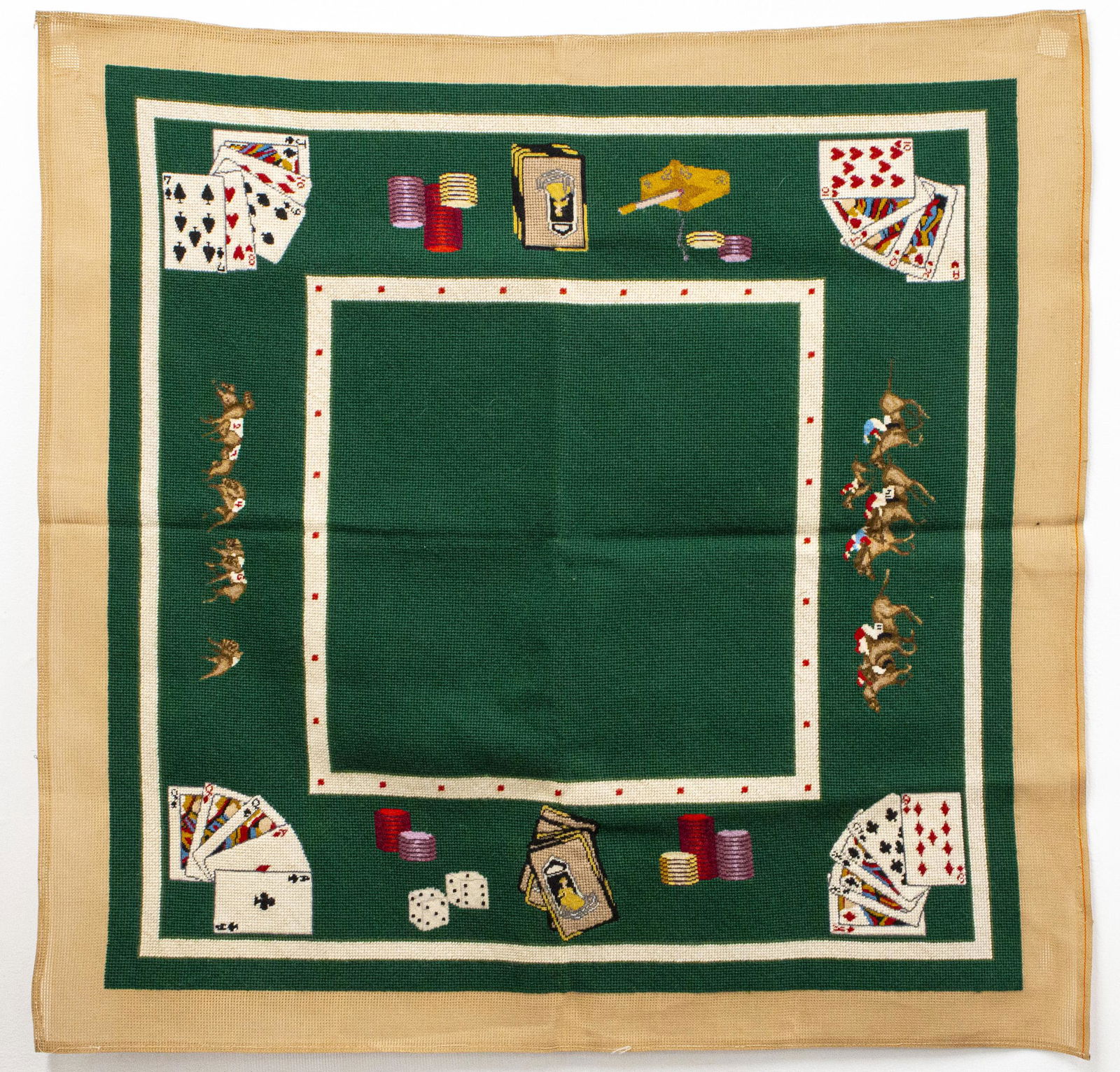 Needlepoint "Poker Night" Table Covers, Pair (1 of 7)