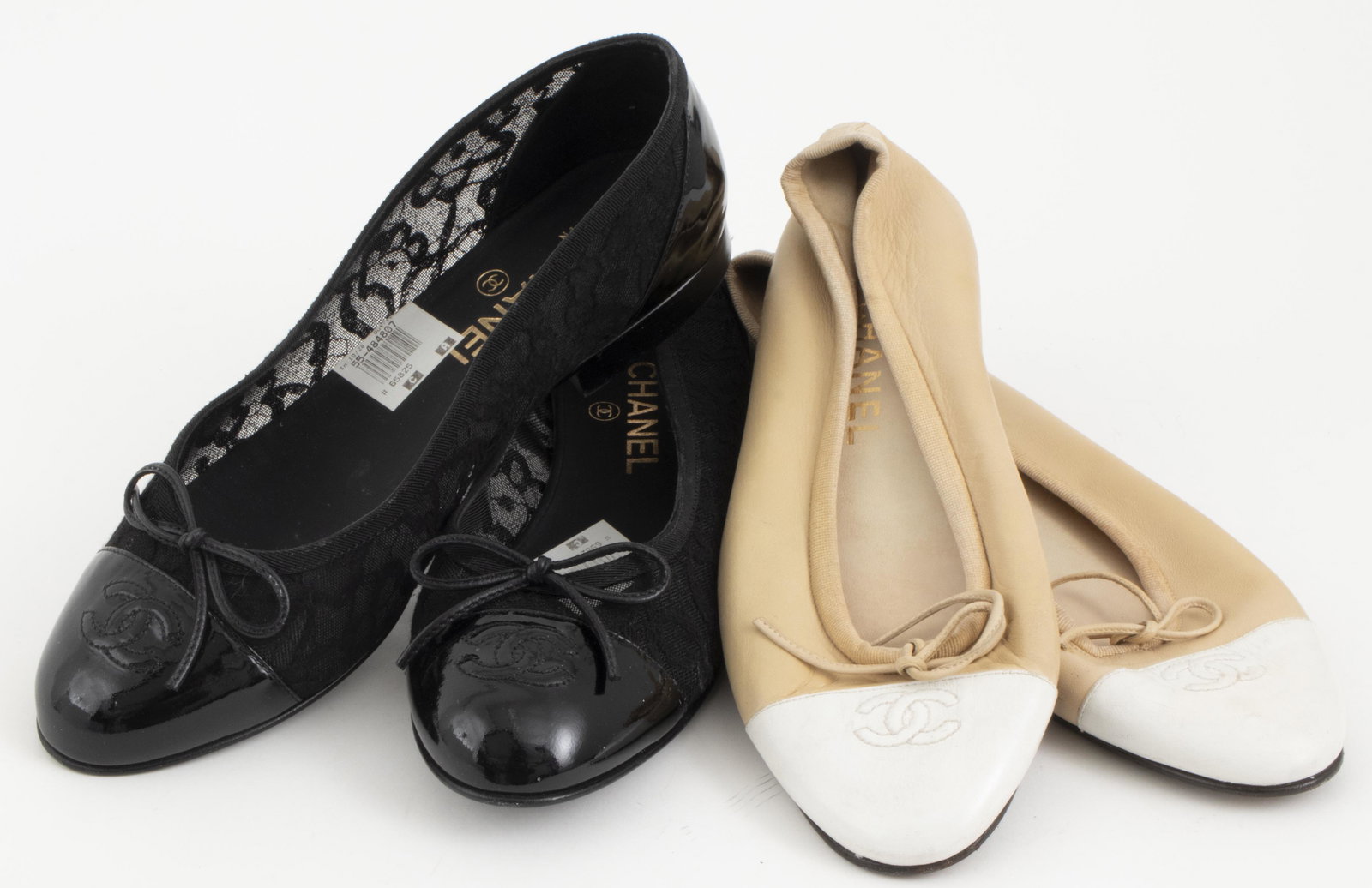 Chanel Black Flats & Two Tone Ballet Flats, 2 Pair (1 of 4)
