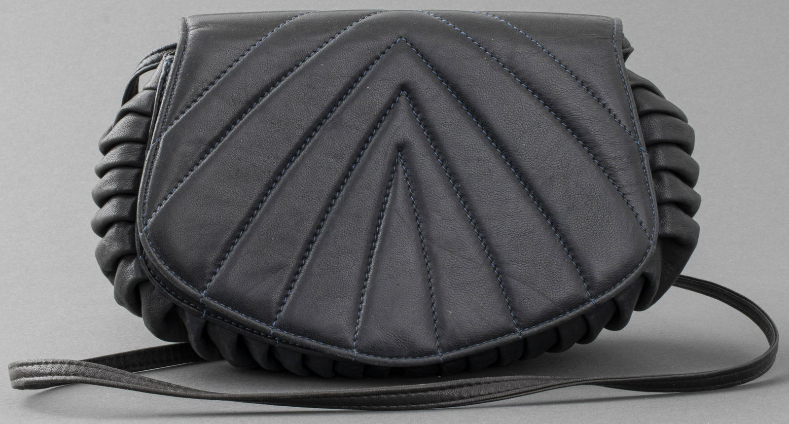 Navy Blue Leather Handbag (1 of 6)