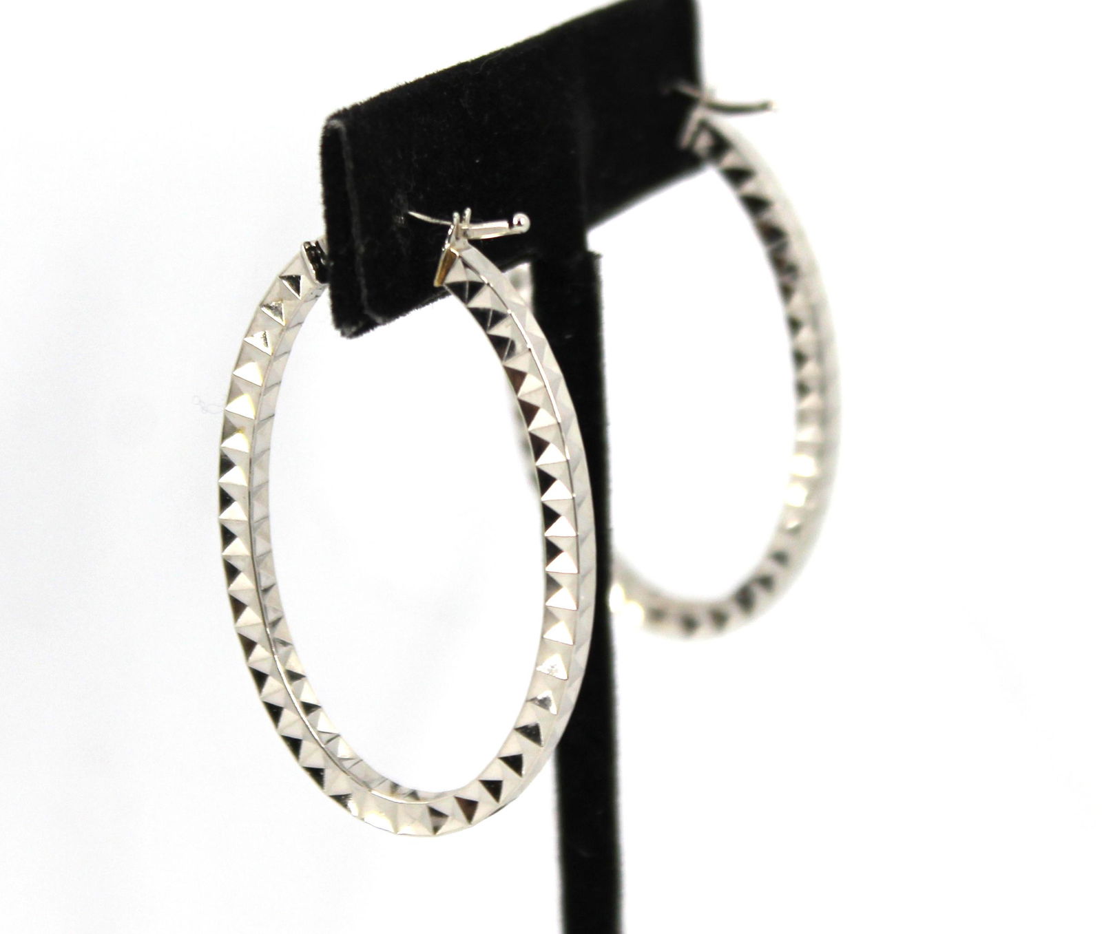 Contemporary 14K White Gold Oval Hoop Earrings (1 of 5)