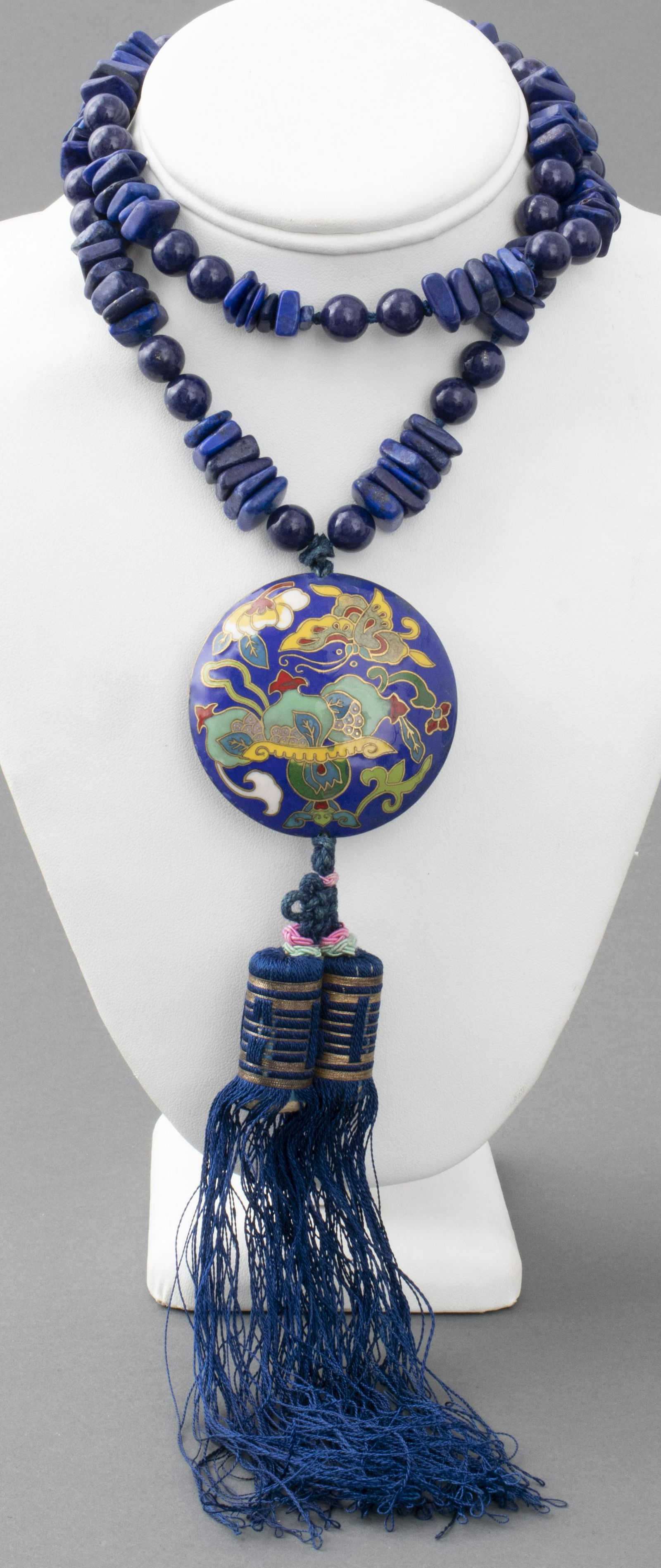 Chinese Lapis & Cloisonne Pendant Necklace (1 of 8)