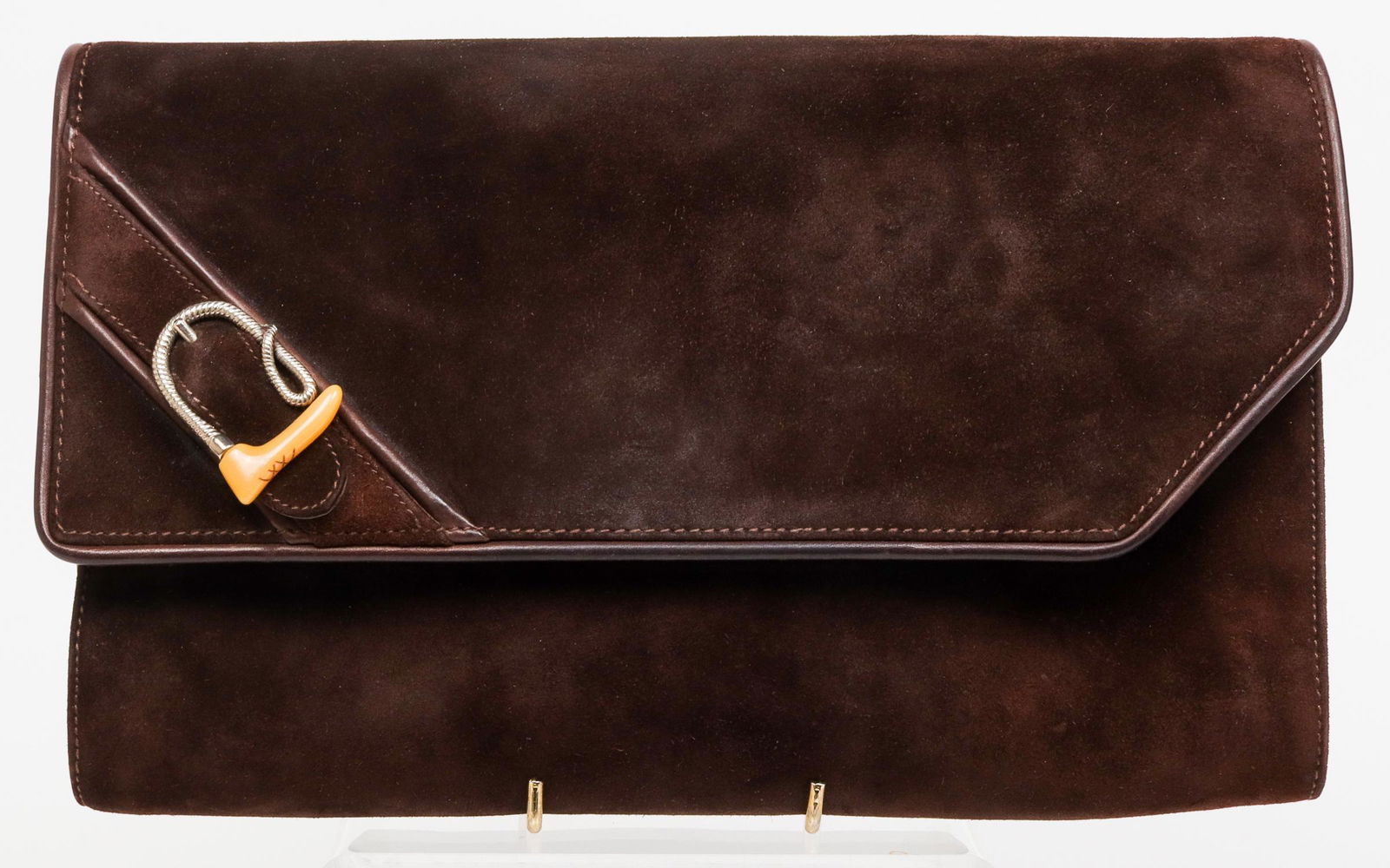 Gucci Suede Equestrian Motif Clutch (1 of 7)