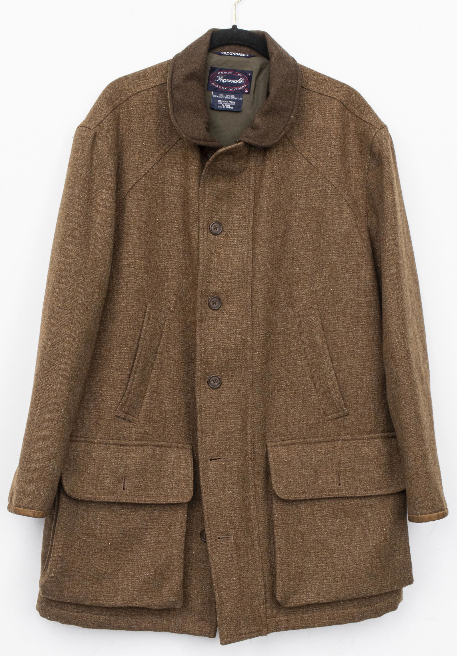 Faconnable Men's Brown Wool Pea Coat, XL (1 of 12)