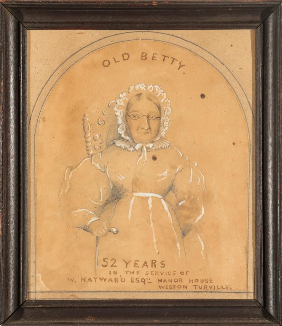 "Old Betty" Primitive Folk Art Mixed Media Drawing (1 of 6)