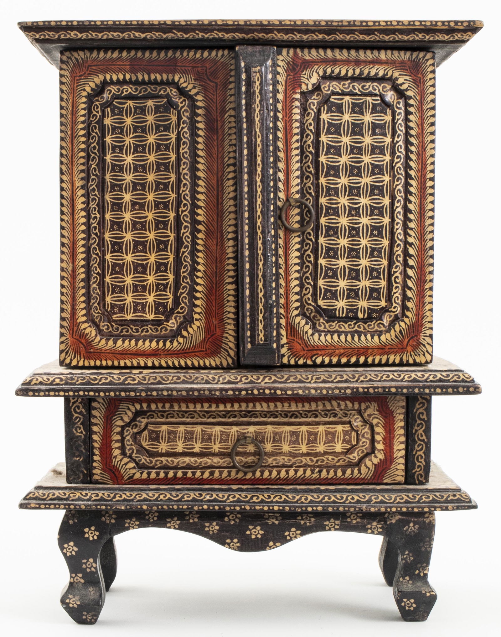 Folk Art Paint Decorated Jewelry Cabinet (1 of 6)