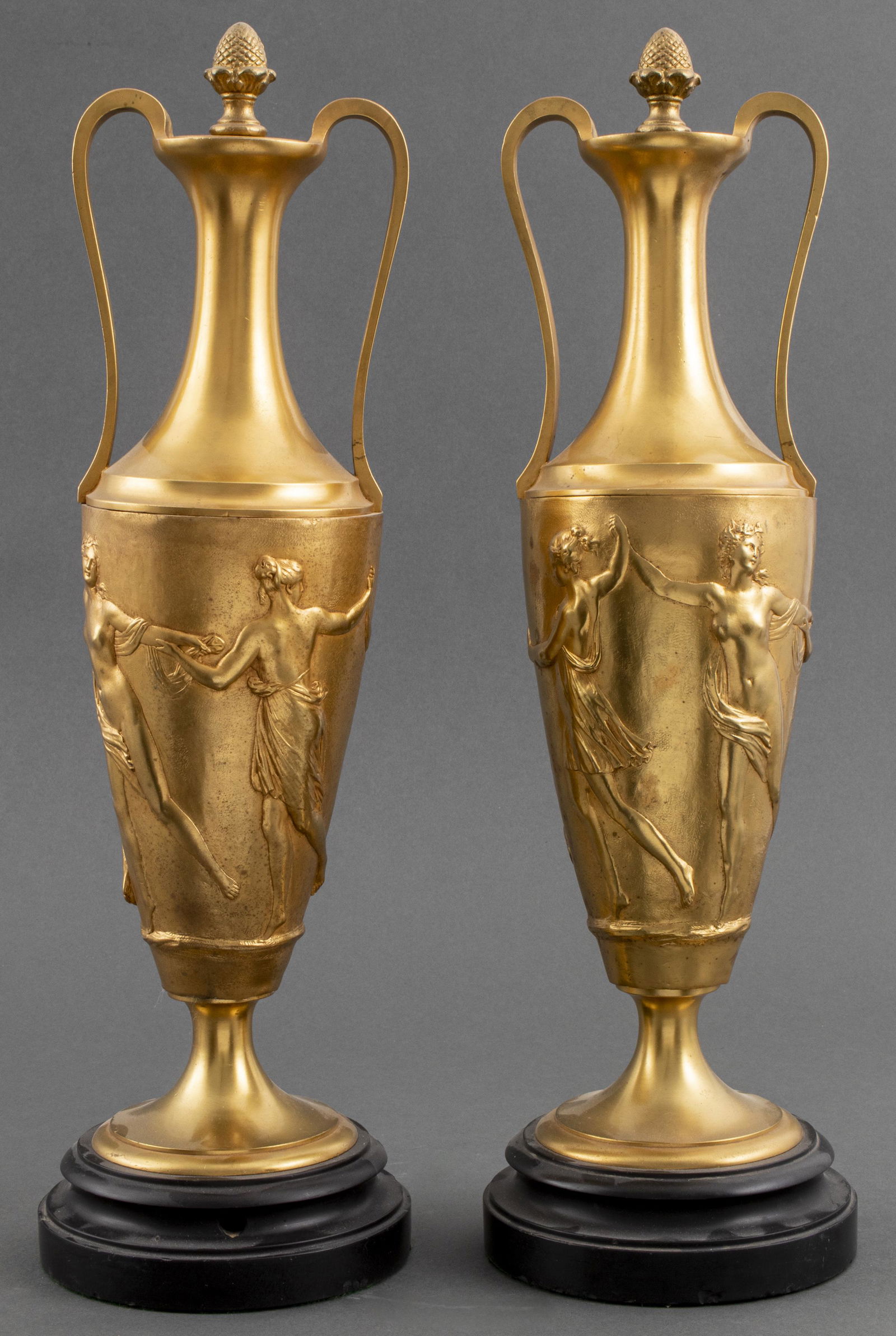 Neoclassical Barbedienne Style Bronze Urns, Pair (1 of 6)