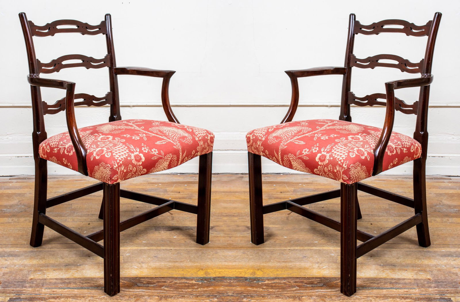 George III Mahogany Ladderback Armchairs, Pr (1 of 8)