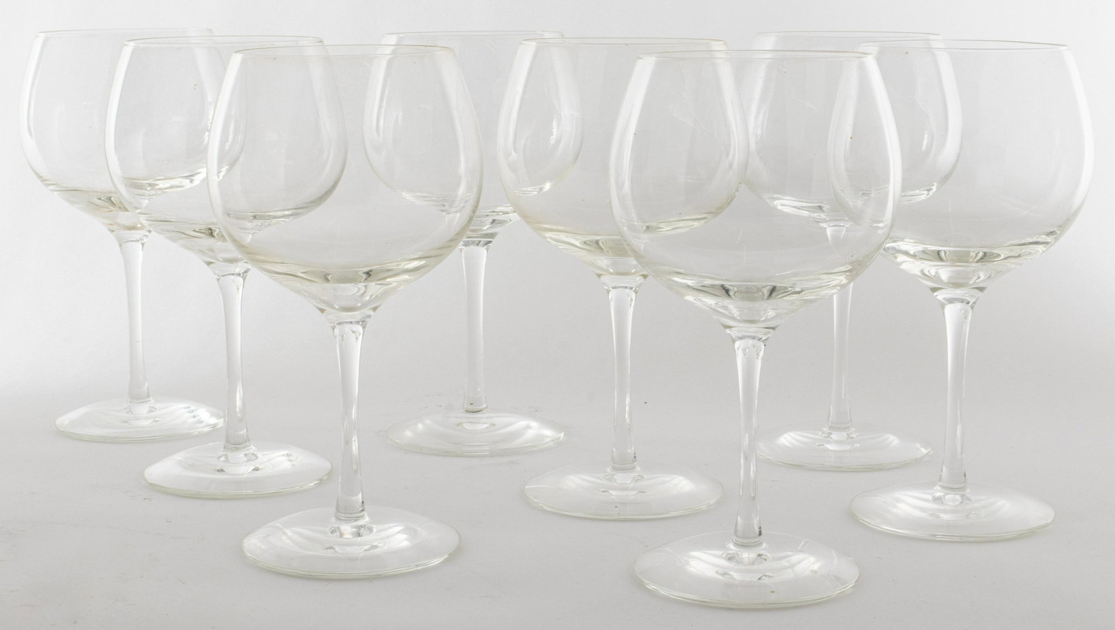 Tiffany & Co. Wine Glasses, Set of 8: Tiffany & Co. wine glasses, set of eight, marked underside: "Tiffany & Co," accompanied by original box. 7" H x 3.75" diameter.