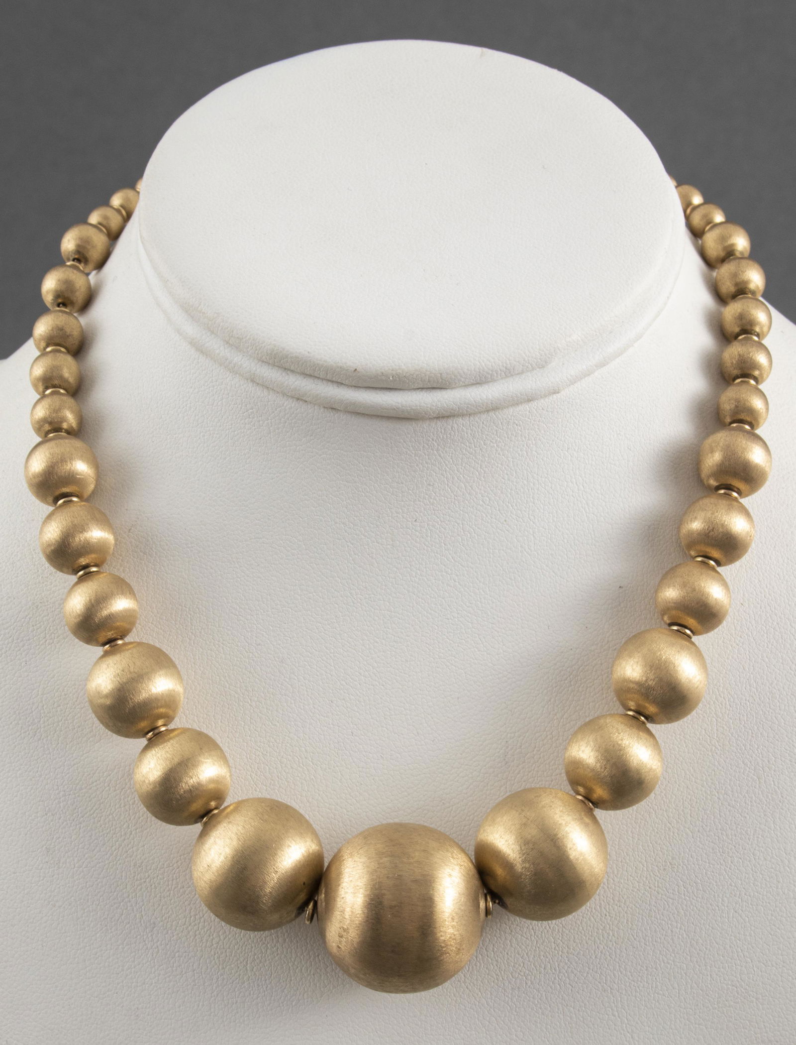 14K Yellow Gold Graduated Satin Ball Bead Necklace (1 of 9)