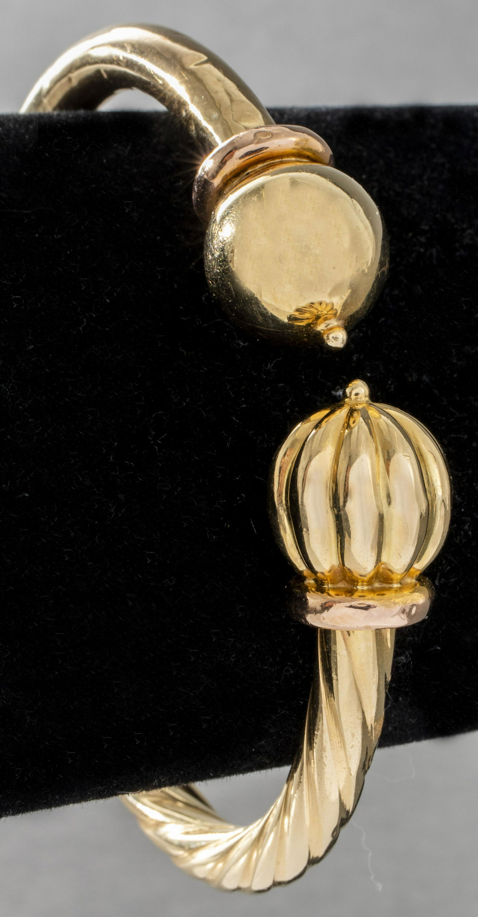 14K Yellow & Rose Gold Hollow Ball Bangle Bracelet (1 of 8)