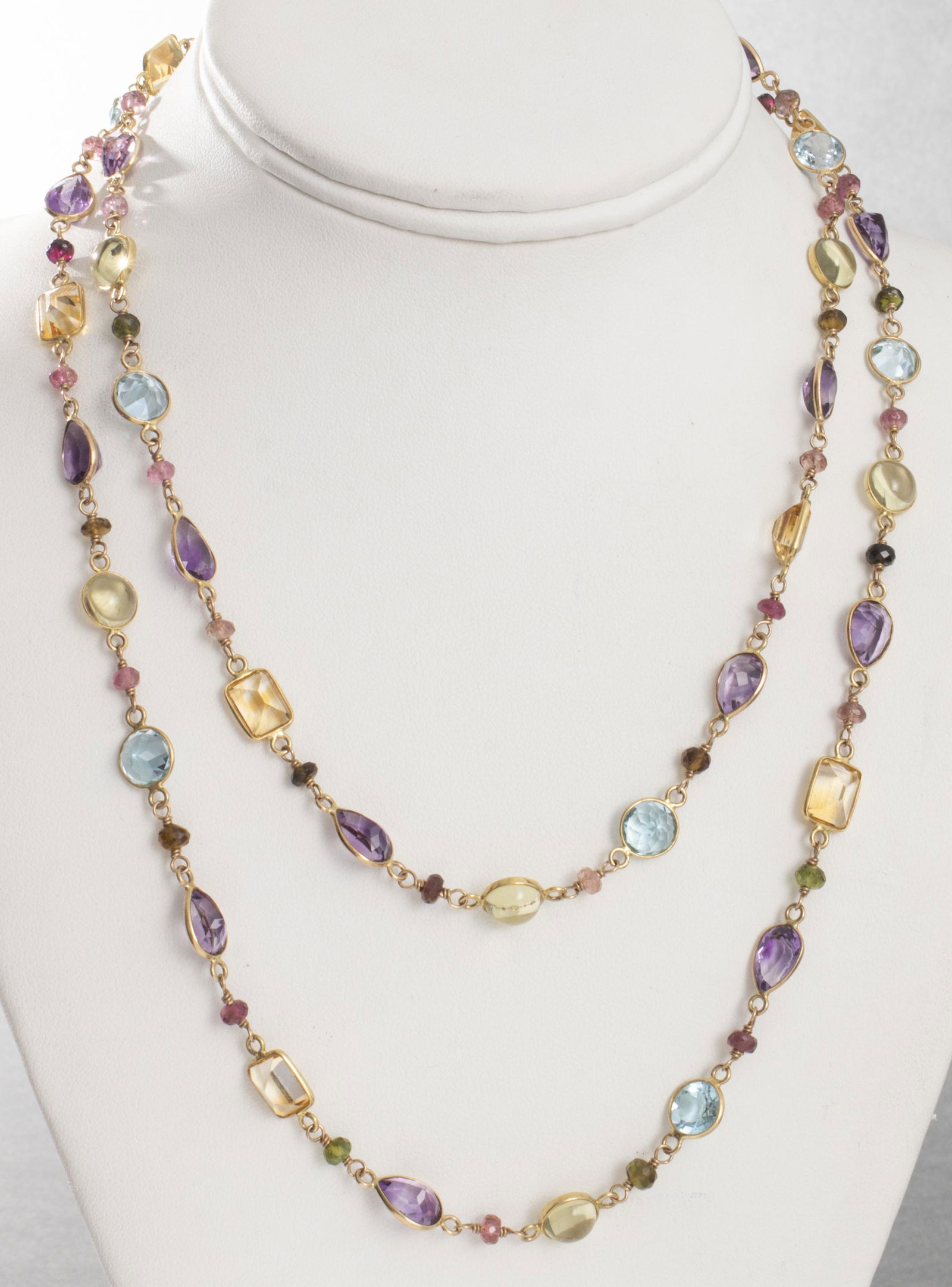 14K Yellow Gold Multi-Colored Stone Long Necklace (1 of 8)
