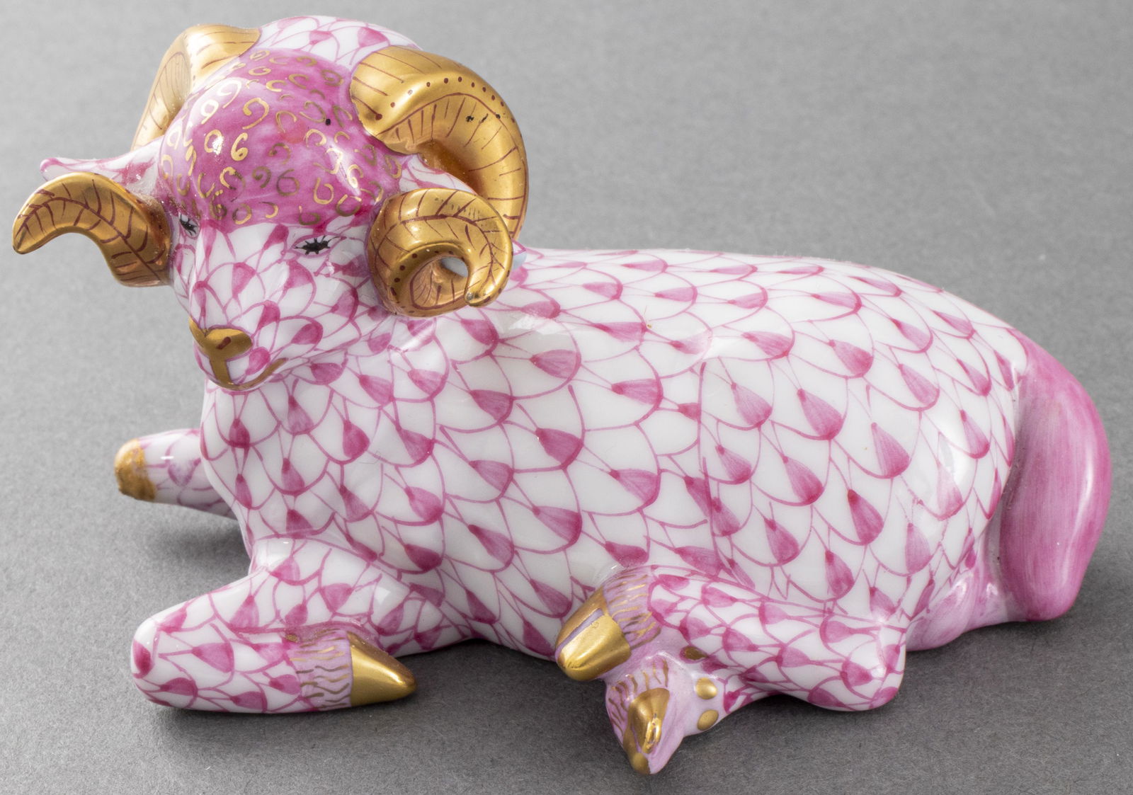 Herend Painted Porcelain Lying Ram (1 of 9)