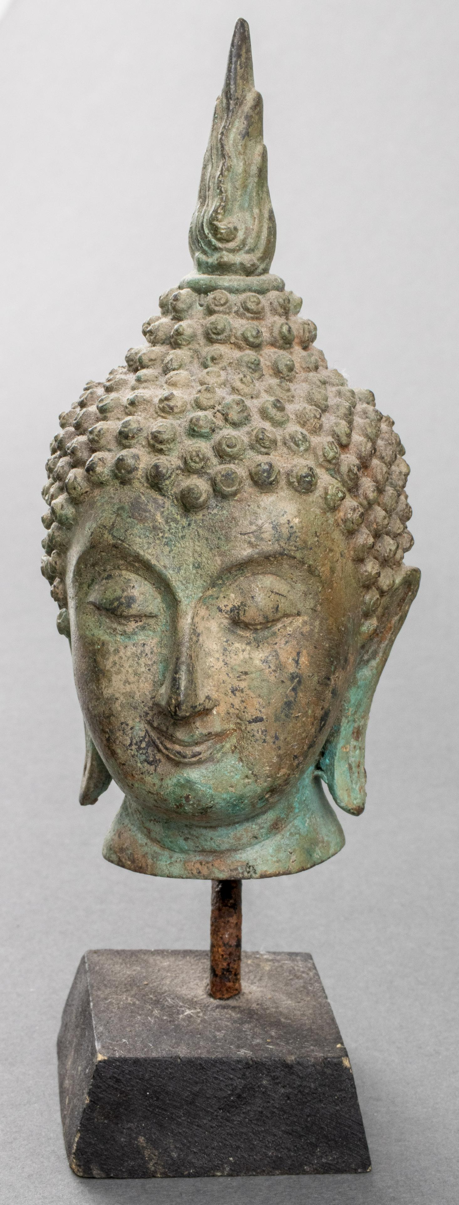 Antique Thai Sukhothai Style Bronze Buddha Head (1 of 10)