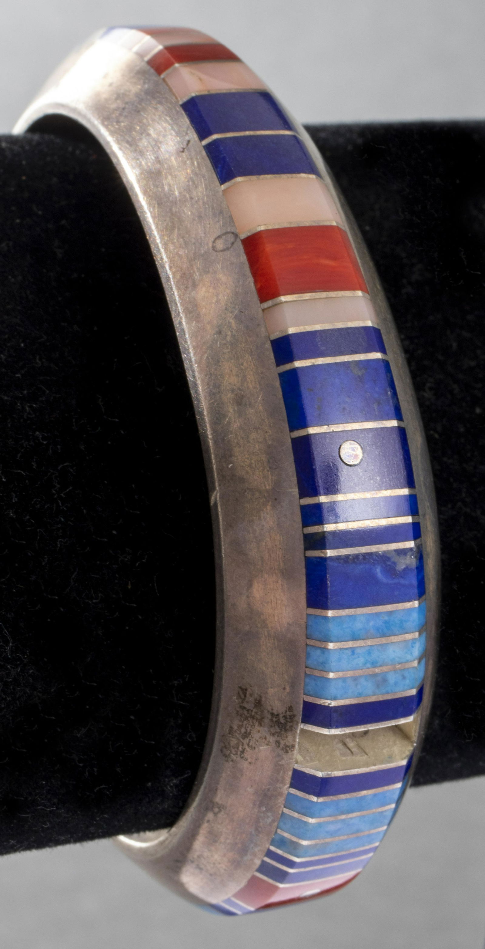 Zuni Silver Multi-Stone Inlay Cuff Bracelet (1 of 8)