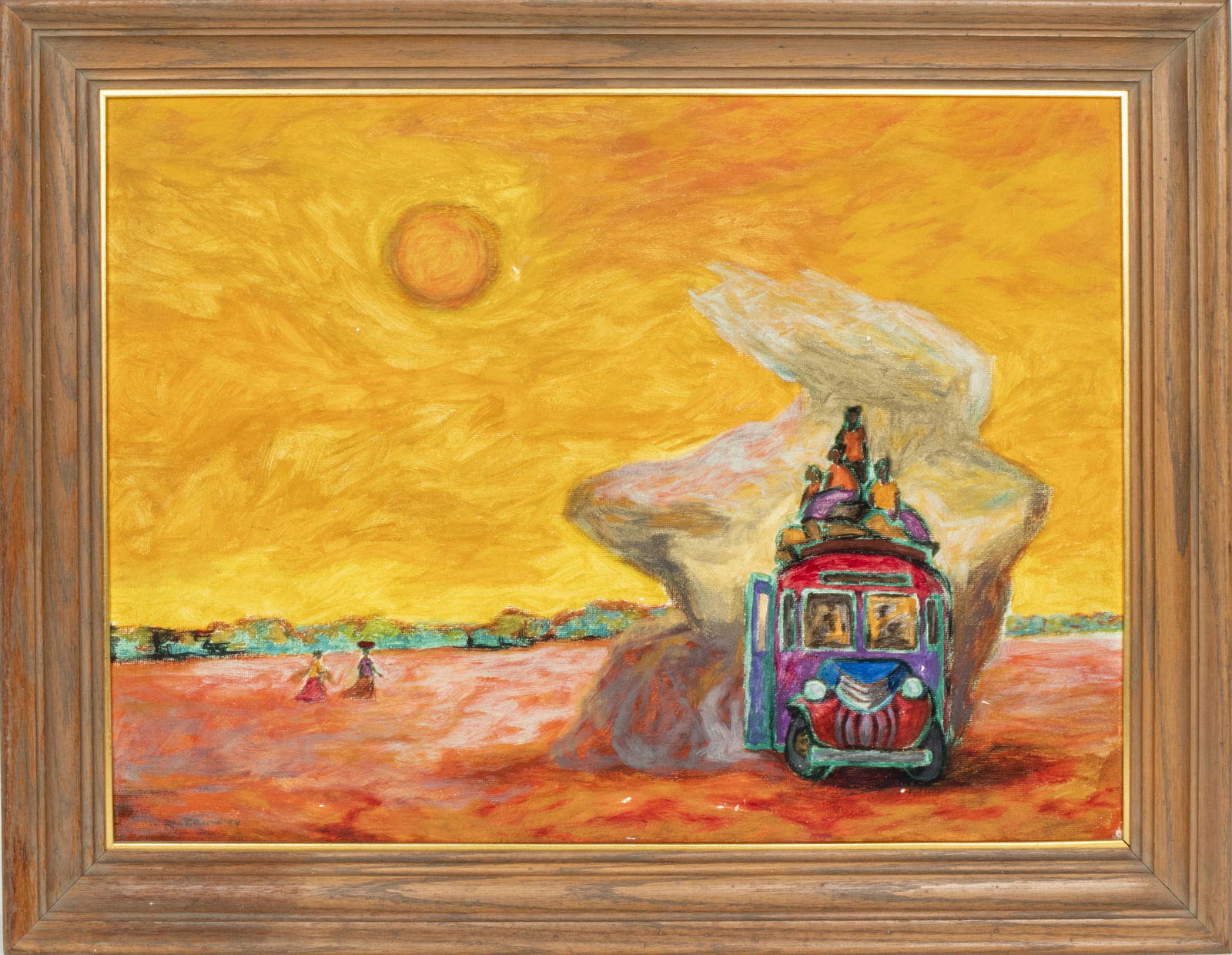 Trinidad Osorio "Bus in the Desert" Oil on Board (1 of 8)