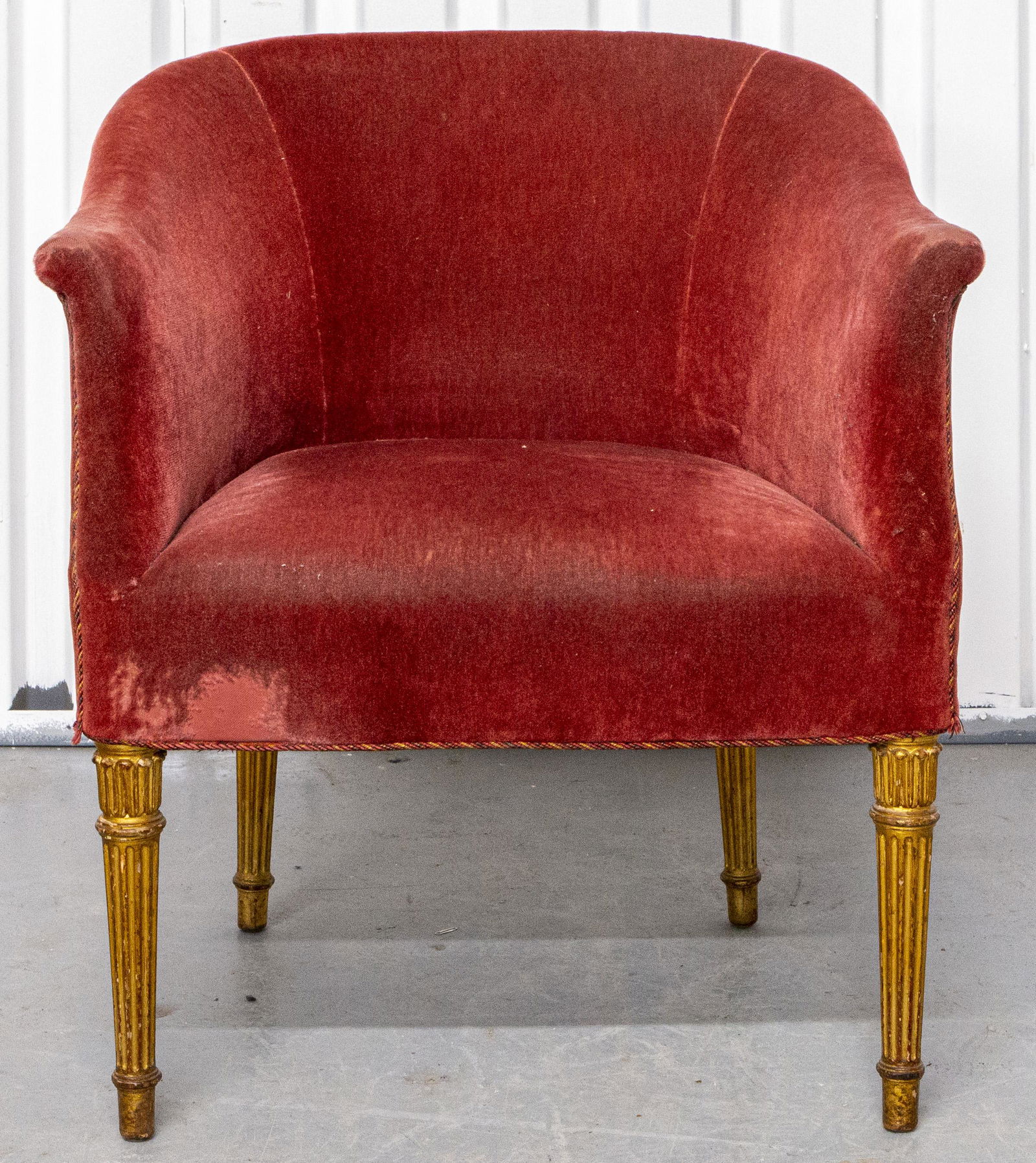 Regency Style Red Velvet Upholstered Armchair (1 of 9)