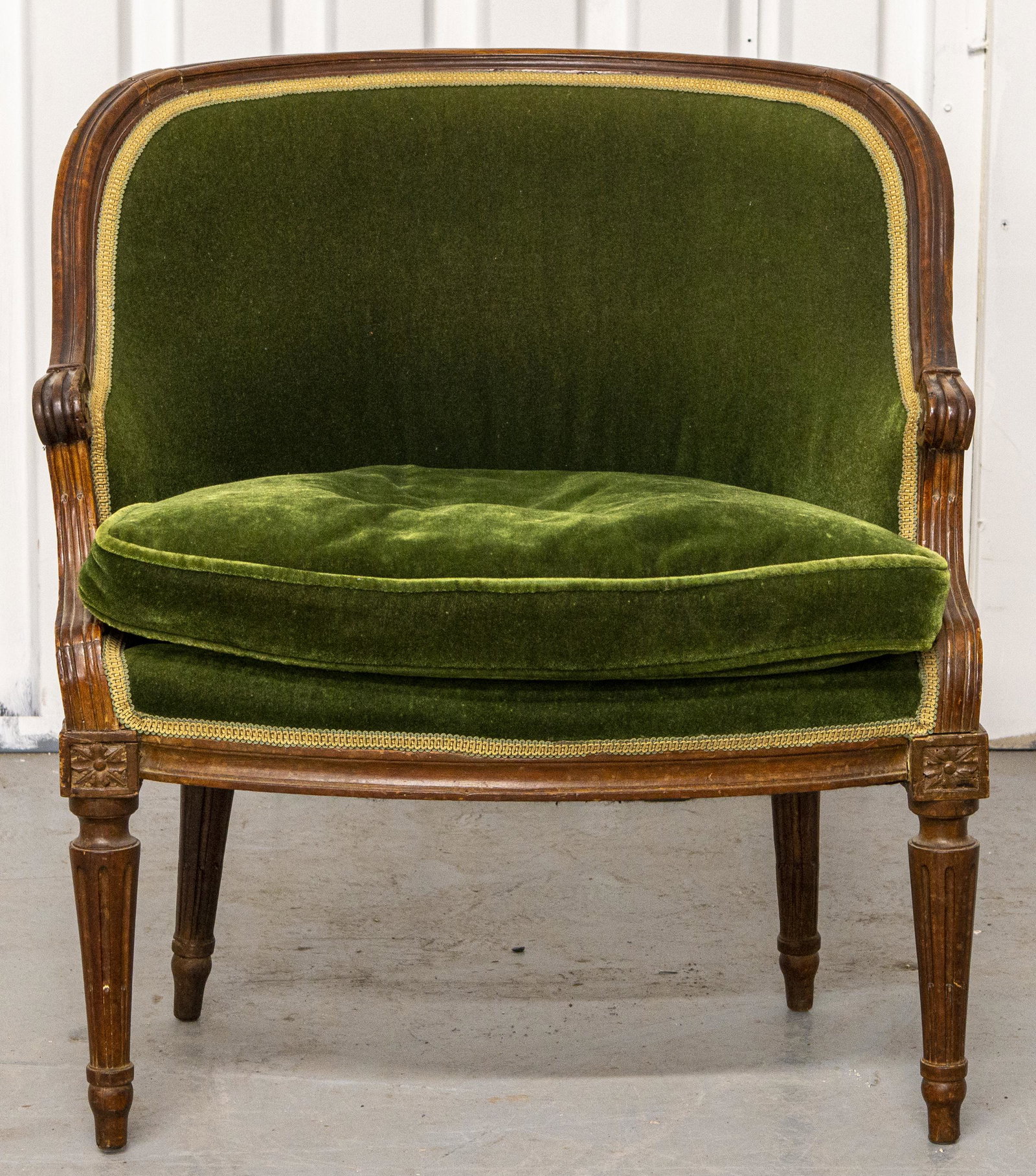 Louis XVI Style Green Velvet Upholstered Dressing (1 of 9)