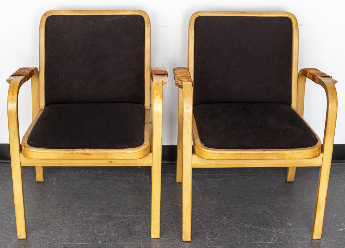 Mid-Century Blonde Bentwood Armchairs, Pair (1 of 11)