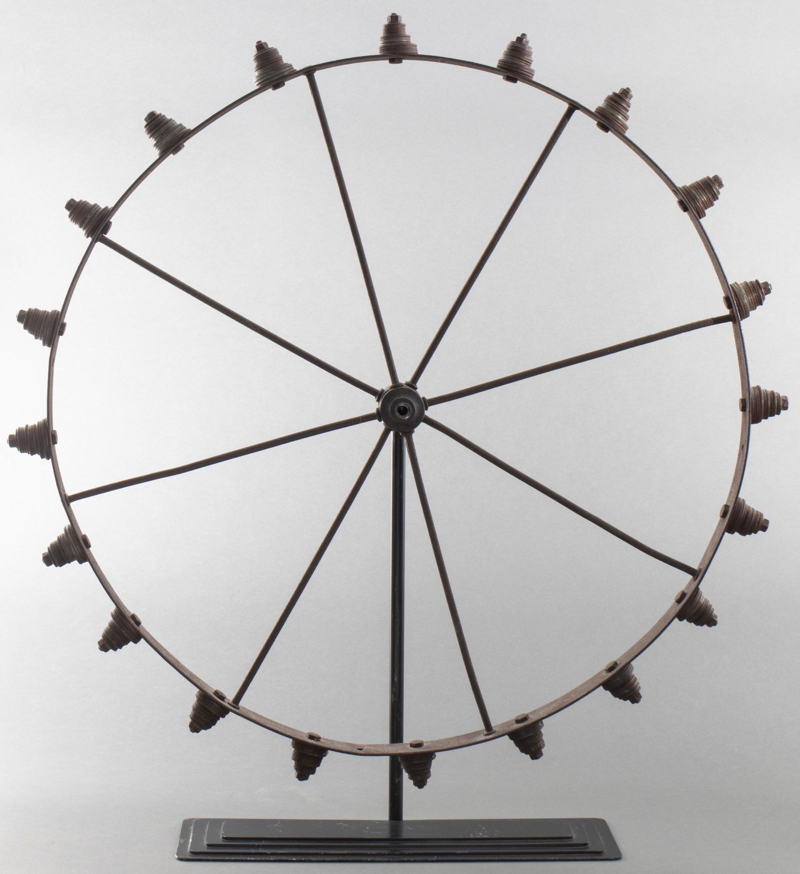 Industrial Americana Folk Art Iron Wheel on Stand (1 of 8)
