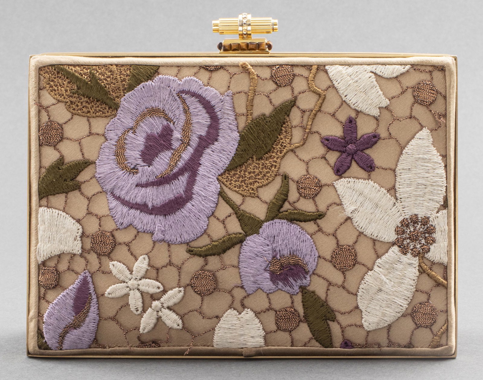 Judith Leiber Embroidered Floral Clutch Handbag (1 of 7)