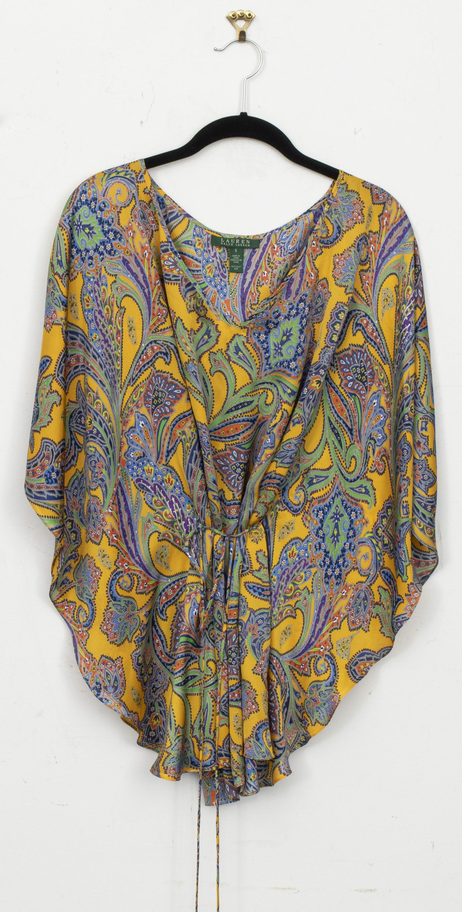 Ralph Lauren Yellow Paisley Silk Blouse (1 of 4)