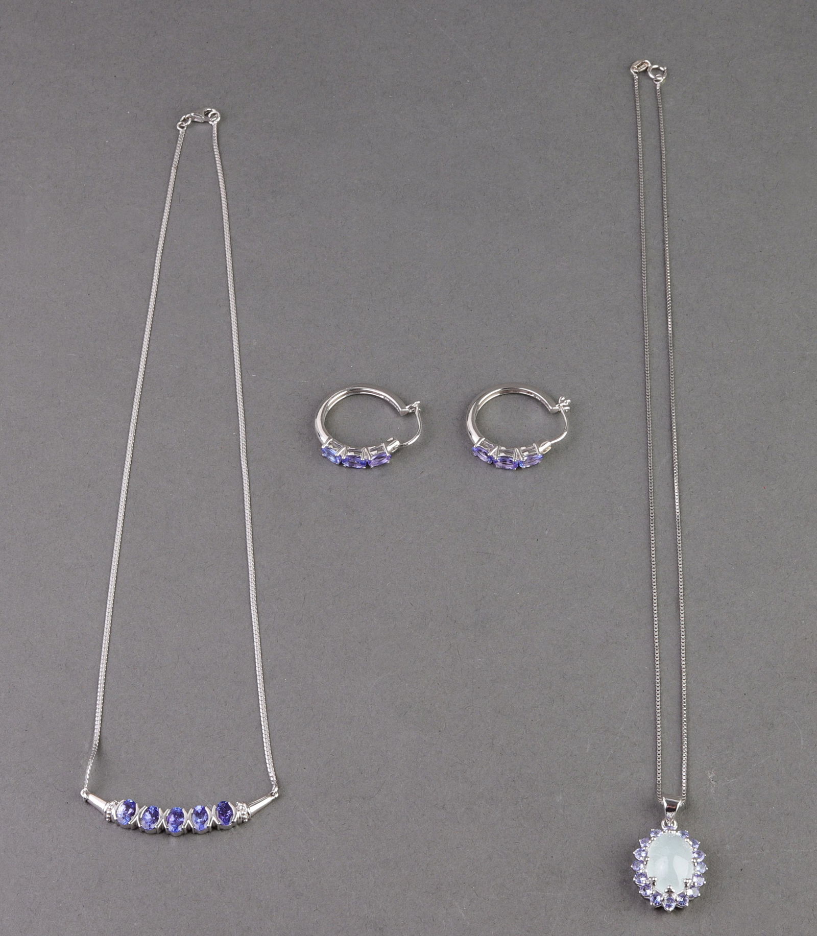 Silver Tanzanite & Moonstone Necklaces & Earrings (1 of 7)