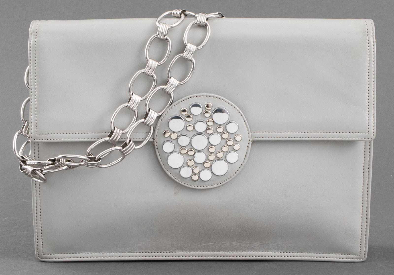 Grey Leather Clutch Handbag (1 of 7)