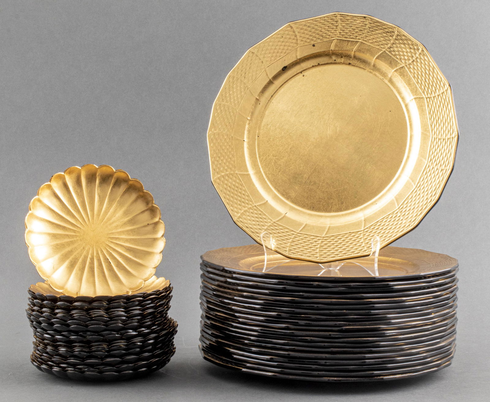Japanese Gold & Black Lacquered Dishware, 42 PCS. (1 of 8)