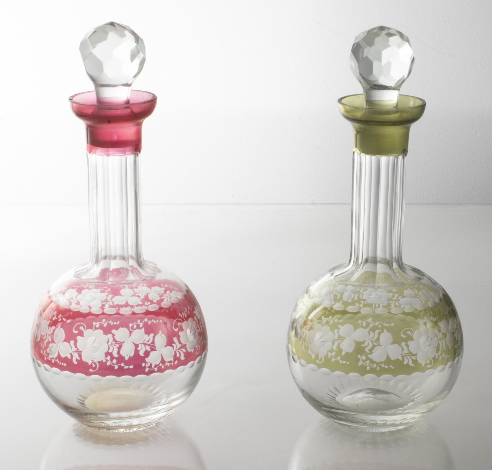 Signed Colored Cut Glass Decanters, 2 (1 of 4)