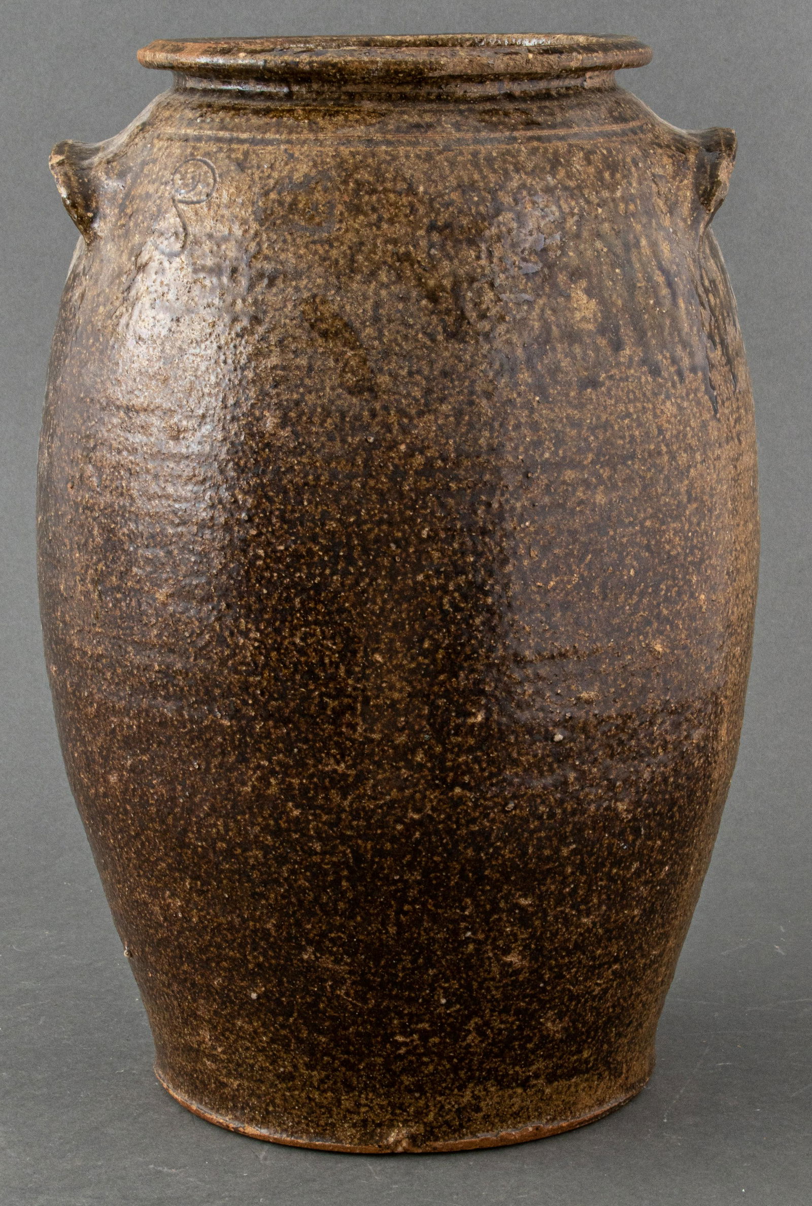 Double-Handled Brown Glazed Stoneware Jug / Vessel (1 of 5)