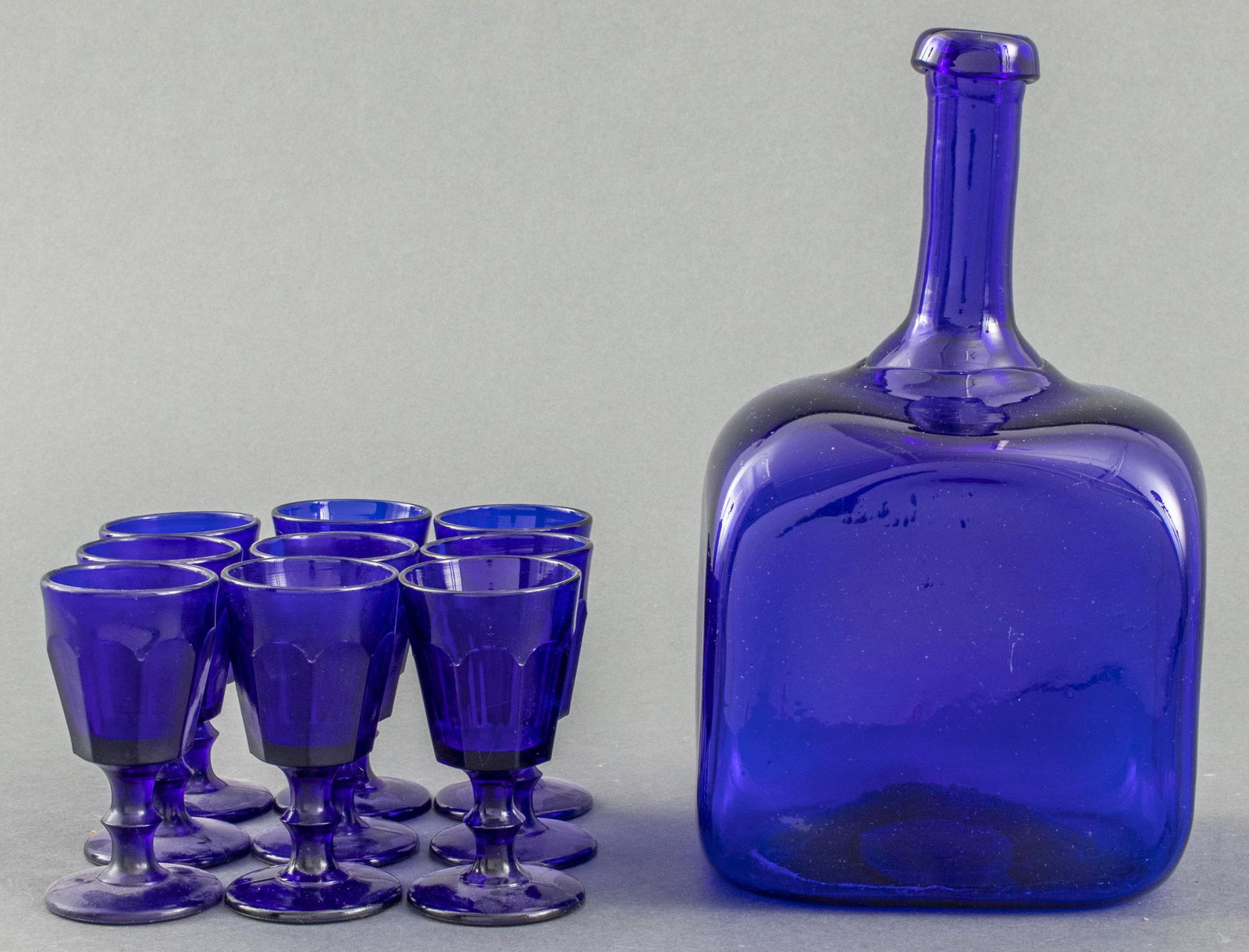 Hand Blown Cobalt Glass Jug & Cordial Glasses, 10 (1 of 9)