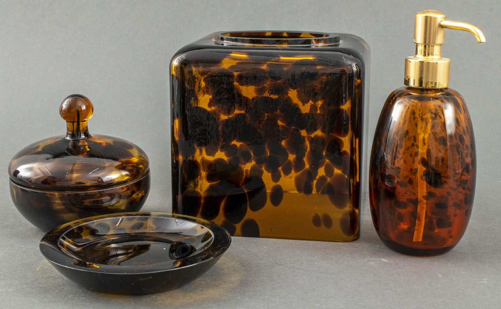 Spotted Amber Glass Vanity Set, 4 PCS (1 of 8)