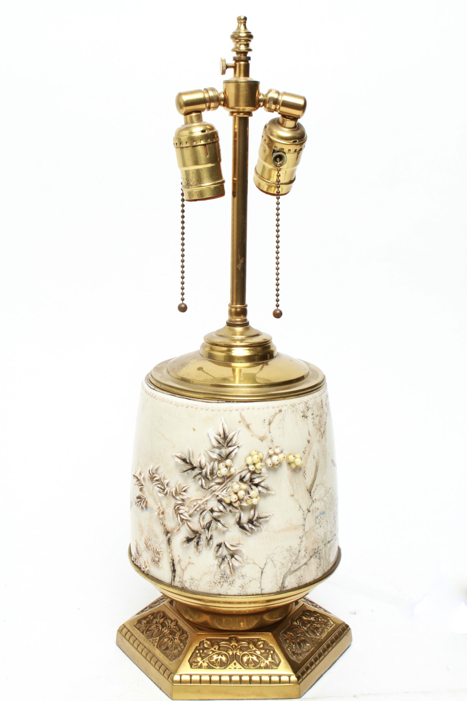 Japanese Satsuma "Geese in Flight" Table Lamp (1 of 7)