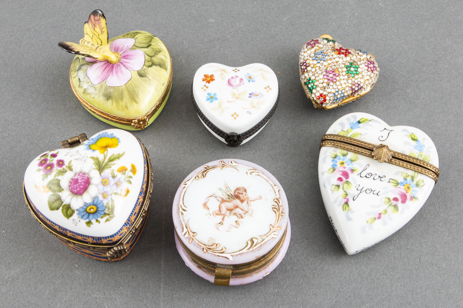 Limoges & Other Assorted Heart Trinket Boxes, 6 (1 of 3)