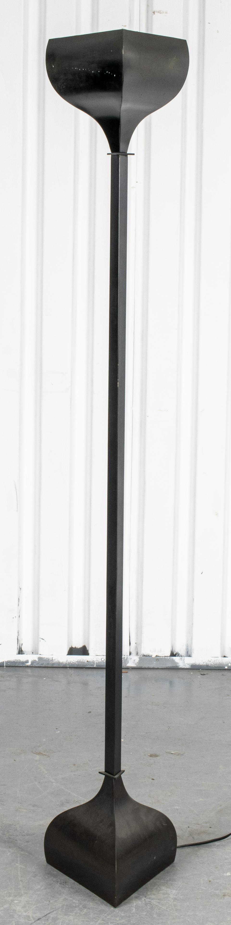 Modern Black Enamel Torchere Floor Lamp (1 of 7)
