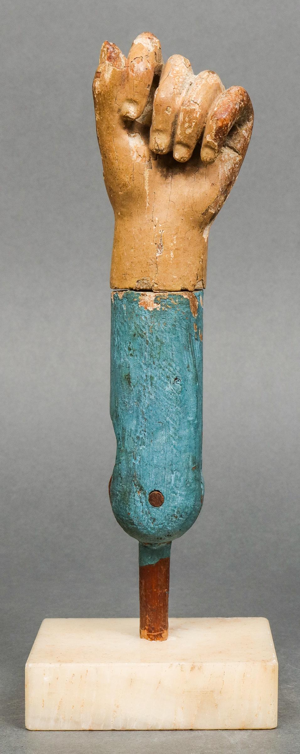 Antique Folk Art Painted & Carved Hand Sculpture (1 of 9)