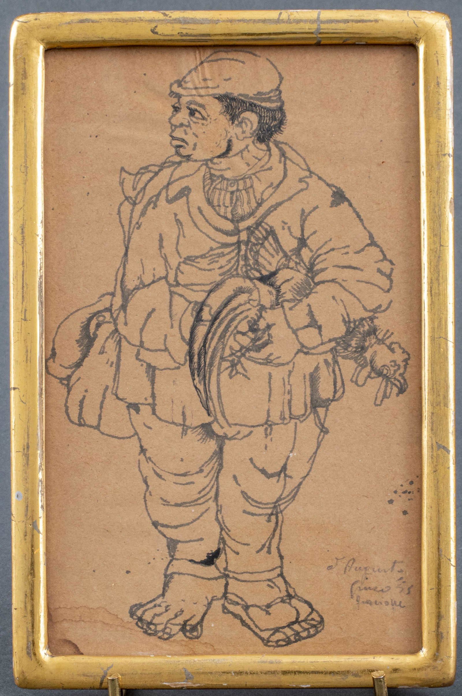 Illegibly Pencil Signed Ink & Wash Drawing, 1953 (1 of 7)