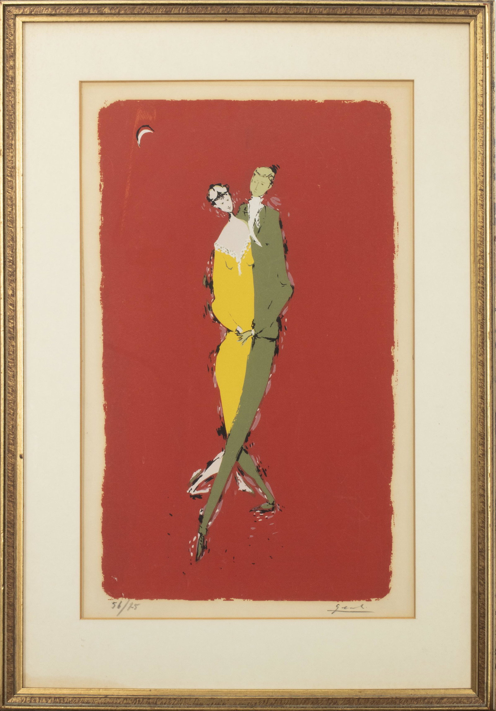 Illegibly Signed "Dancing Couple" Lithograph (1 of 3)