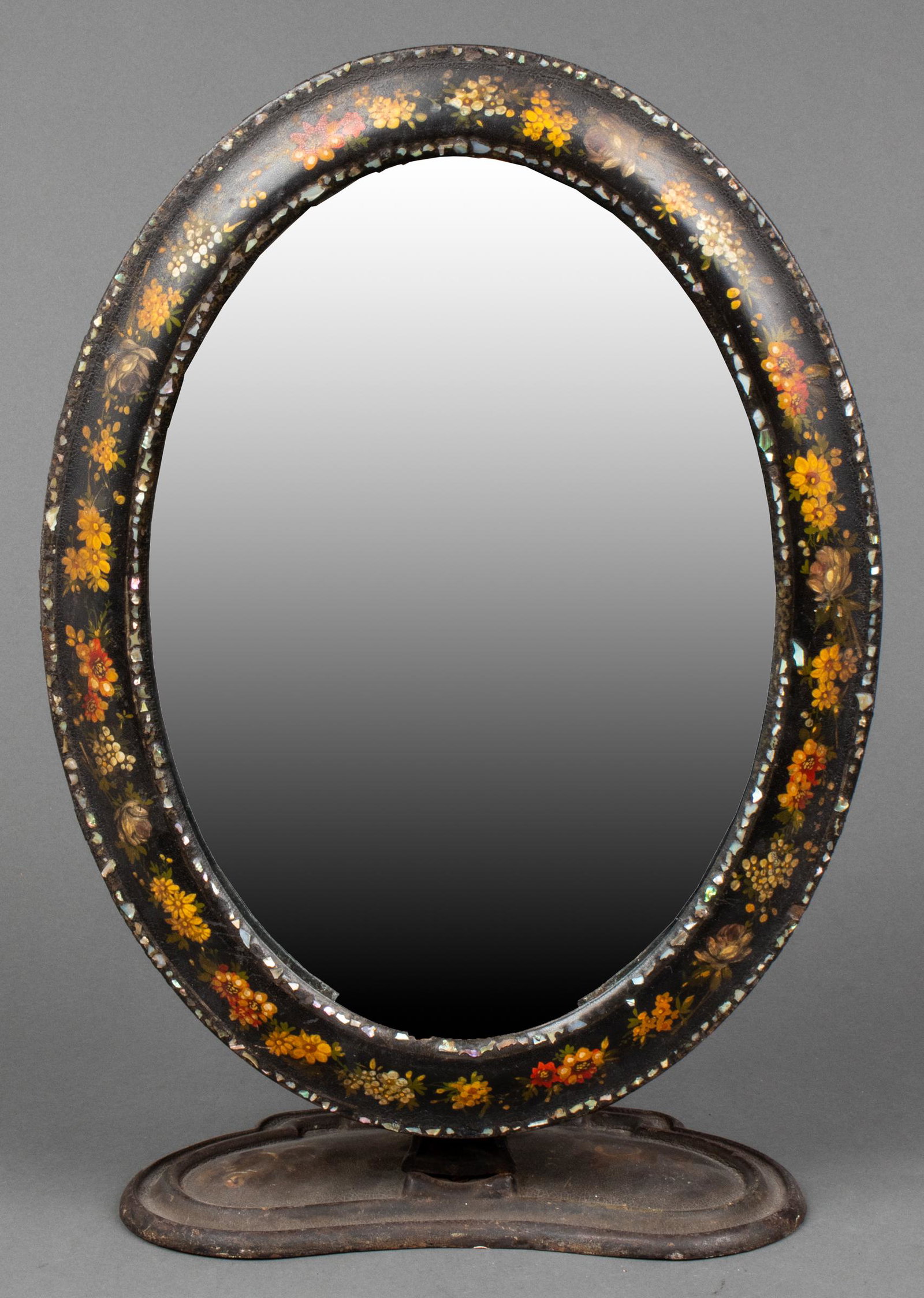American Painted & Inlaid Toleware Mirror (1 of 9)