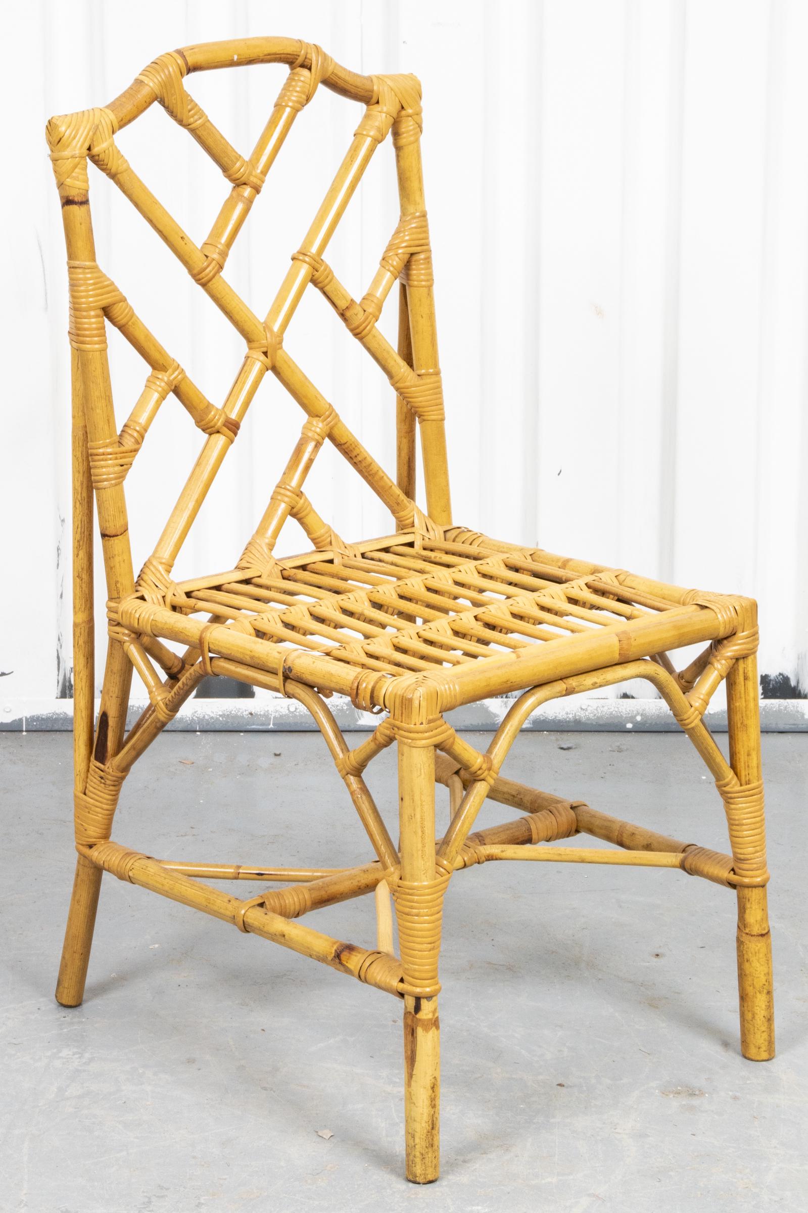 Chinese Chippendale Bamboo And Rattan Chair: Chinese Chippendale bamboo and rattan chair. 34.5" H x 16" W x 17" D.