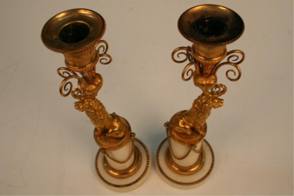 Pair of Victorian Lion Gilt-Bronze Candlesticks - 8